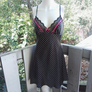 Apt.9 Lace Satin Polka Dot Babydoll Coquette Chemise Slip